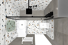 Дизайн-проект ванной комнаты с душевой кабиной от Алдабаевой Жанны